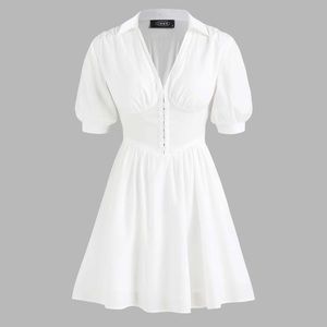 NWT Cider Solid Short Sleeve Mini Dress White